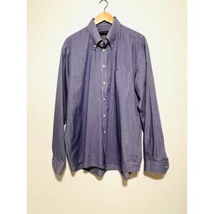 Gianni Verdelli Dress Shirt Men 18/45‎ Blue Checked Italy Cotton Classic